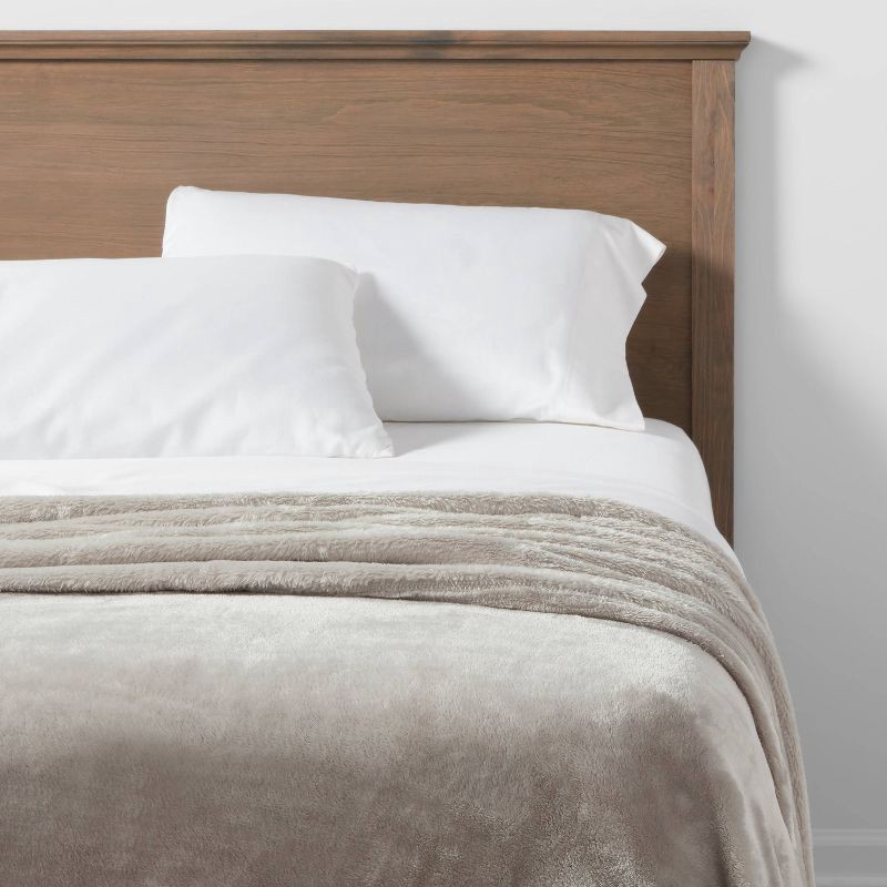 slide 2 of 3, Full/Queen Microplush Bed Blanket Gray - Threshold™, 1 ct