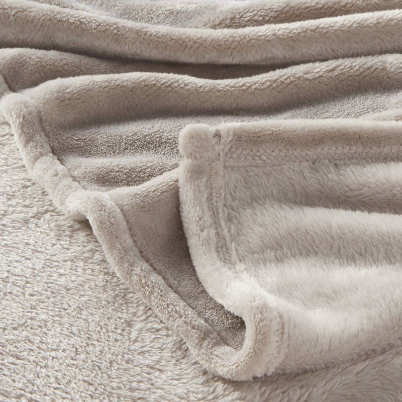 slide 3 of 3, Full/Queen Microplush Bed Blanket Gray - Threshold™: Cozy Polyester, No Fill, Machine Washable, 1 ct