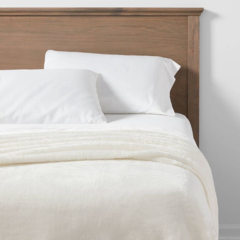 slide 2 of 3, Full/Queen Microplush Bed Blanket Sour Cream - Threshold™, 1 ct