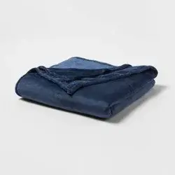 King Microplush Bed Blanket Metallic Blue - Threshold™
