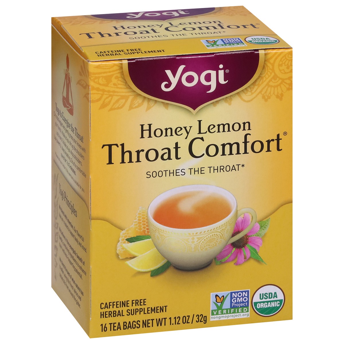 slide 8 of 9, Yogi Throat Comfort Honey Lemon Herbal Tea 16 Tea Bags, 16 ct