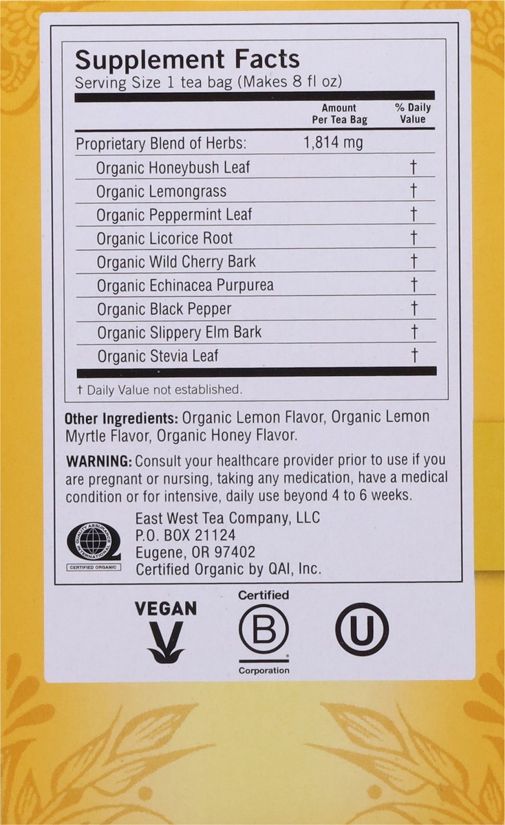 slide 5 of 9, Yogi Throat Comfort Honey Lemon Herbal Tea 16 Tea Bags, 16 ct