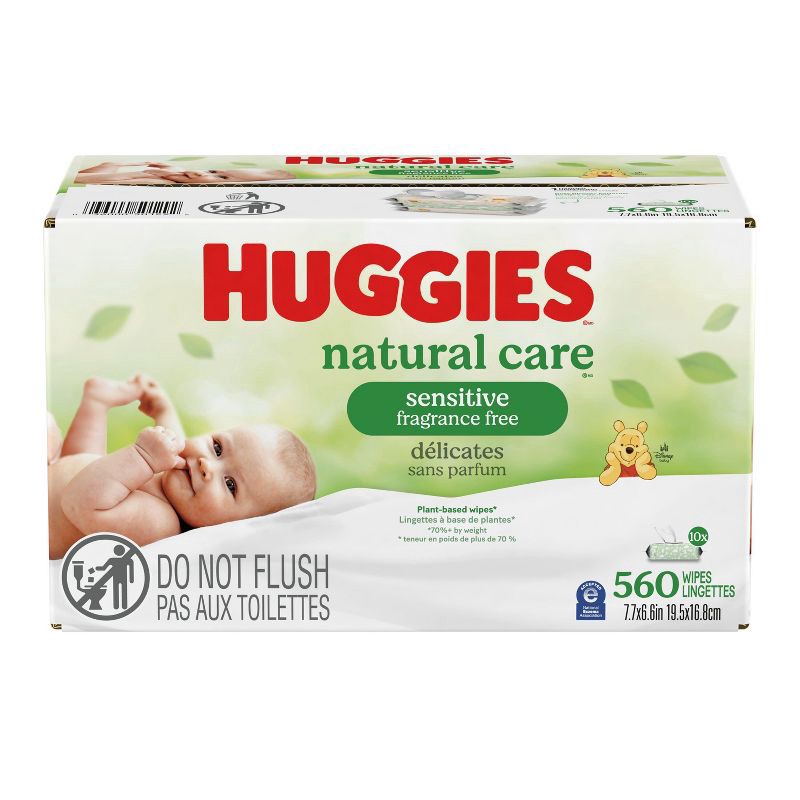 slide 2 of 10, Huggies Natural Care Sensitive Unscented Baby Wipes- 10 pack (560ct total wipes), 10 ct, 560 ct