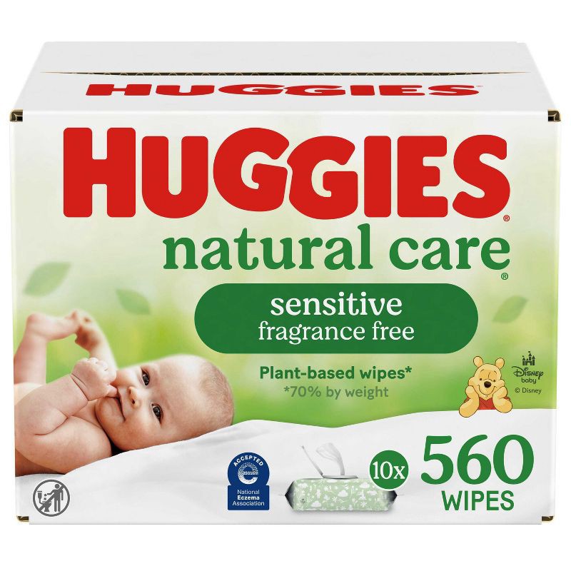 slide 1 of 10, Huggies Natural Care Sensitive Unscented Baby Wipes- 10 pack (560ct total wipes), 10 ct, 560 ct