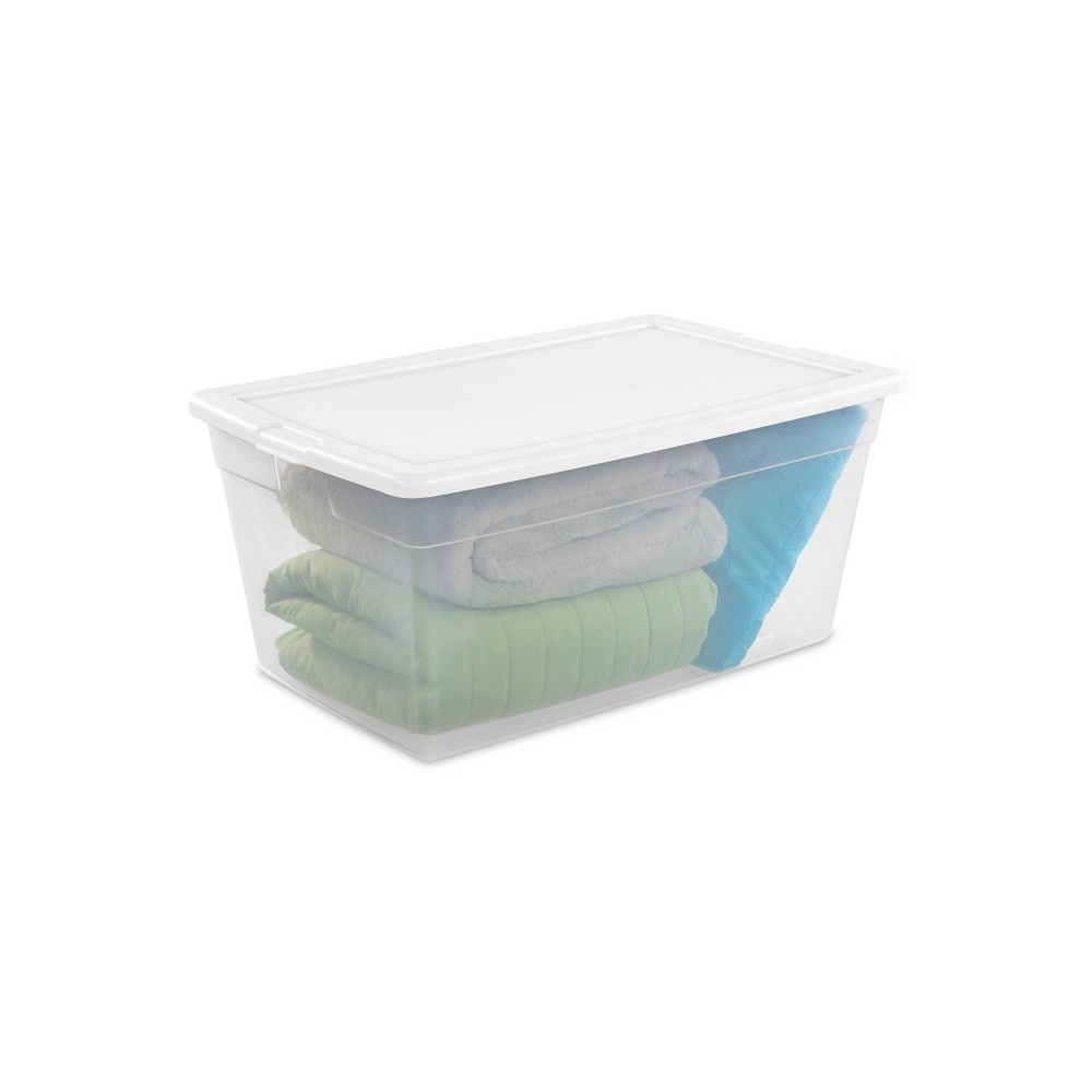 slide 4 of 6, Sterilite Storage Bin Clear with White Lid, 90 qt