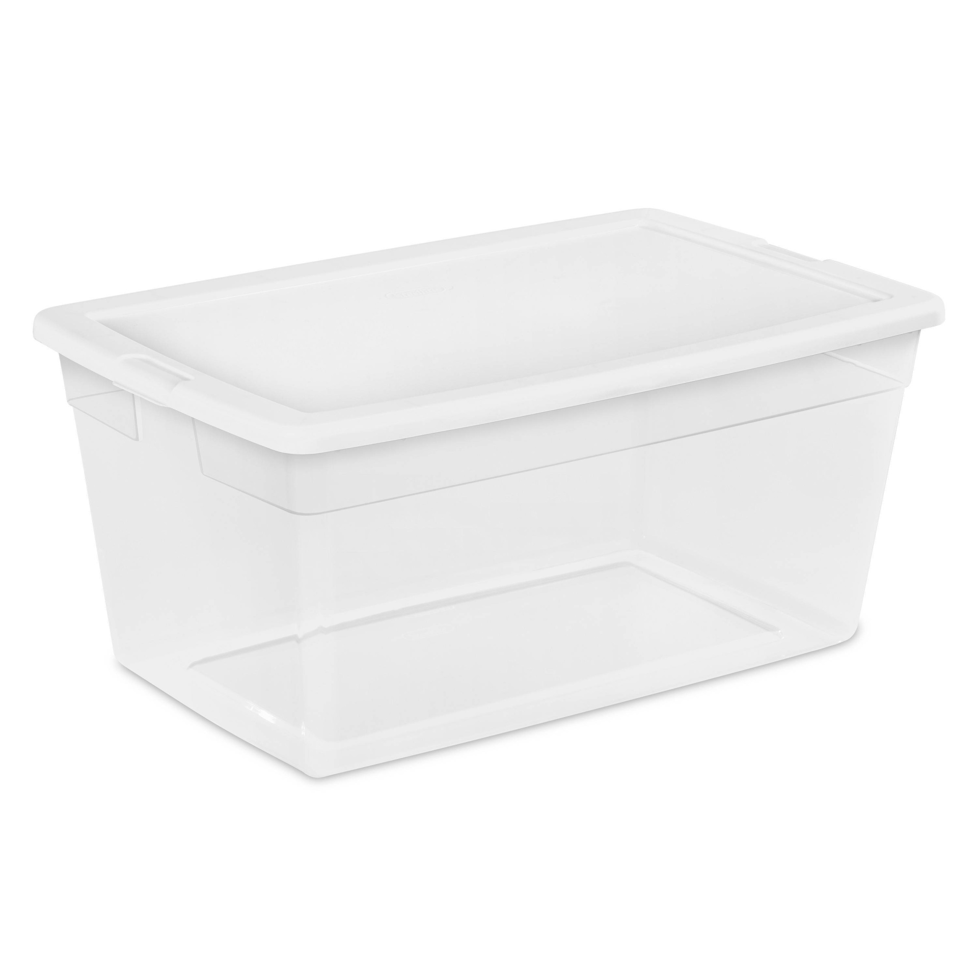 slide 1 of 6, Sterilite Storage Bin Clear with White Lid, 90 qt