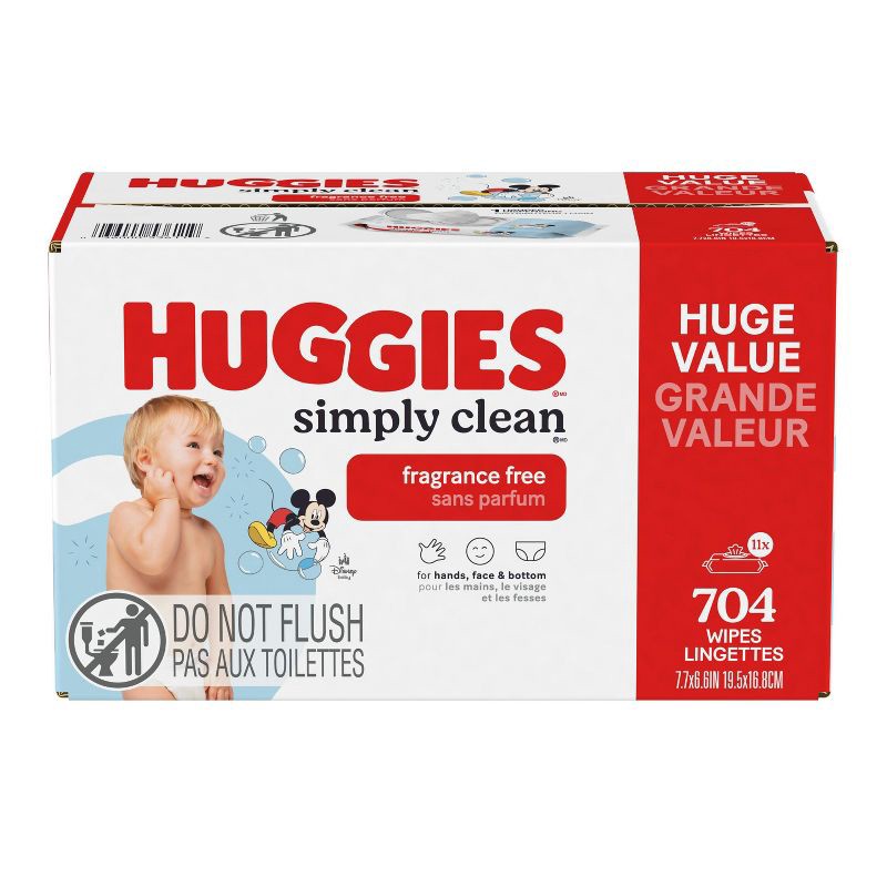 slide 2 of 10, Huggies Simply Clean Unscented Baby Wipes - 11pk (704ct total wipes), 11 ct, 704 ct