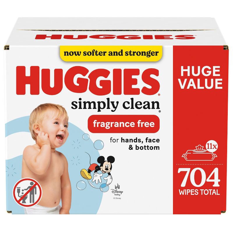 slide 1 of 10, Huggies Simply Clean Unscented Baby Wipes - 11pk (704ct total wipes), 11 ct, 704 ct