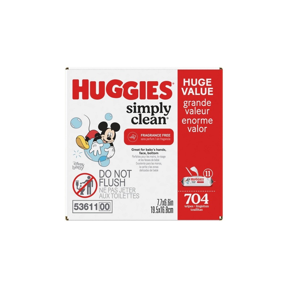 slide 9 of 12, Huggies Simply Clean Unscented Baby Wipes 11 Flip-Top Packs, 704 ct