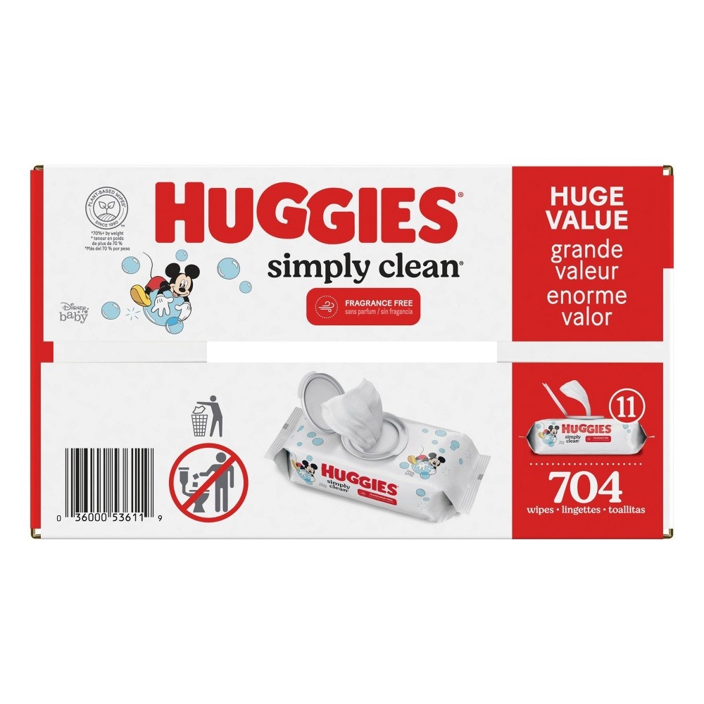 slide 11 of 12, Huggies Simply Clean Unscented Baby Wipes 11 Flip-Top Packs, 704 ct