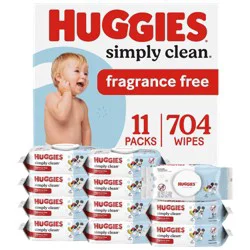 Huggies Simply Clean Unscented Baby Wipes - 704ct - 11pk