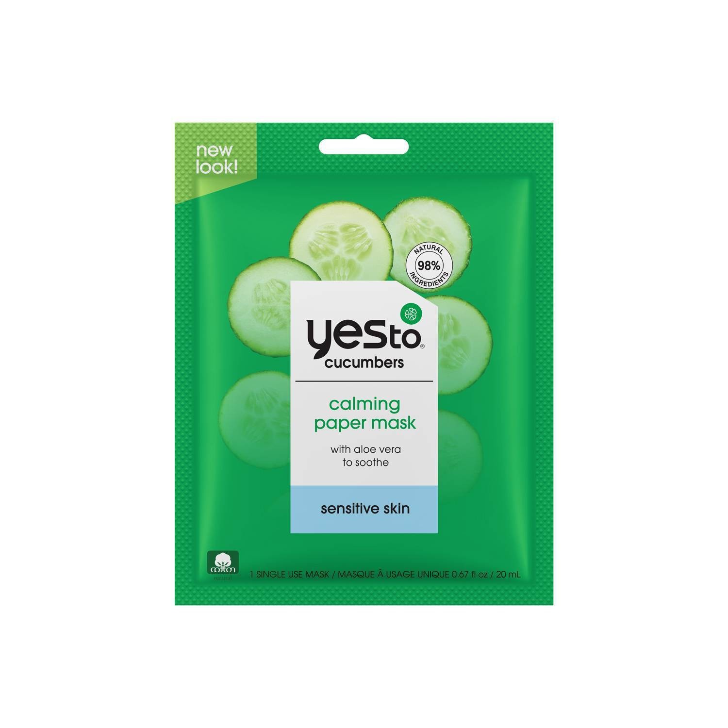 slide 1 of 4, Yes To Cucumbers Calming Paper Face Mask - 1ct/0.67 fl oz, 0.67 fl oz