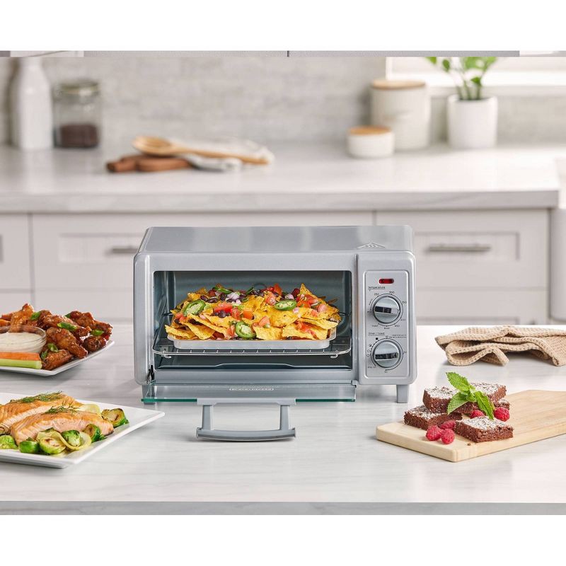 slide 12 of 12, BLACK+DECKER 4 Slice Toaster Oven - TO1701SG: Countertop, Convection, Small, 1200W, Dishwasher-Safe Parts, 1 ct