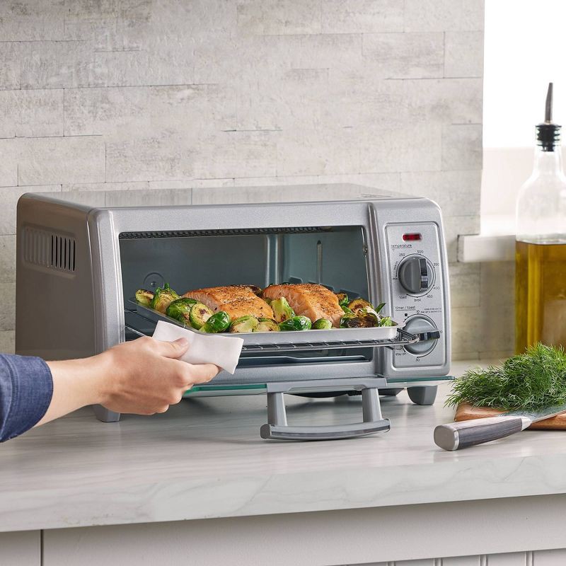 slide 8 of 12, BLACK+DECKER 4 Slice Toaster Oven - TO1701SG: Countertop, Convection, Small, 1200W, Dishwasher-Safe Parts, 1 ct