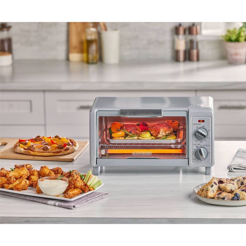 slide 11 of 12, BLACK+DECKER 4 Slice Toaster Oven - TO1701SG: Countertop, Convection, Small, 1200W, Dishwasher-Safe Parts, 1 ct