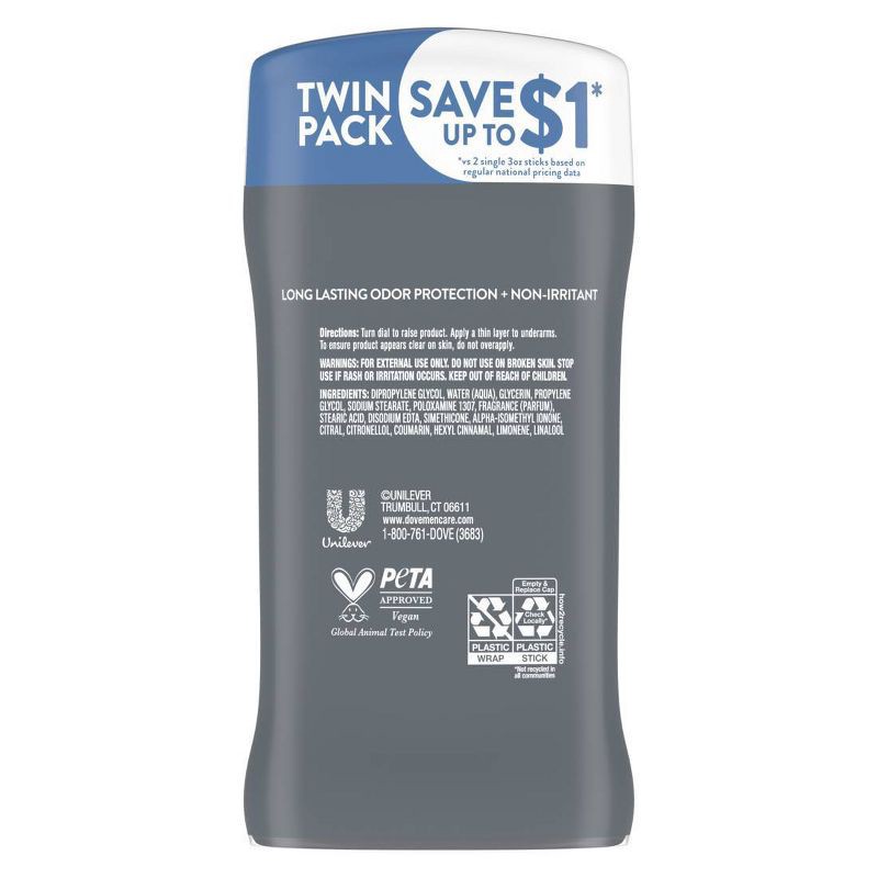 slide 2 of 6, Dove Men+Care Solid Deodorant Stick Clean Comfort - 3oz/2ct, 2 ct; 3 oz