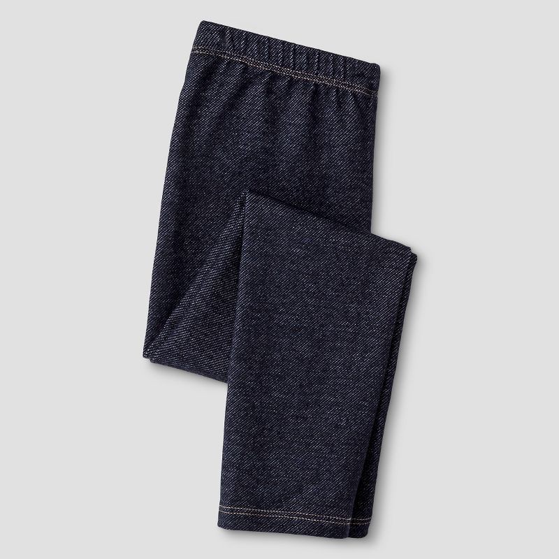 slide 1 of 3, Toddler Girls' Solid Leggings - Cat & Jack™ Indigo 3T: Cotton Blend, Mid Rise, Skinny Leg, Ankle Length, Elastic Waistband, 1 ct