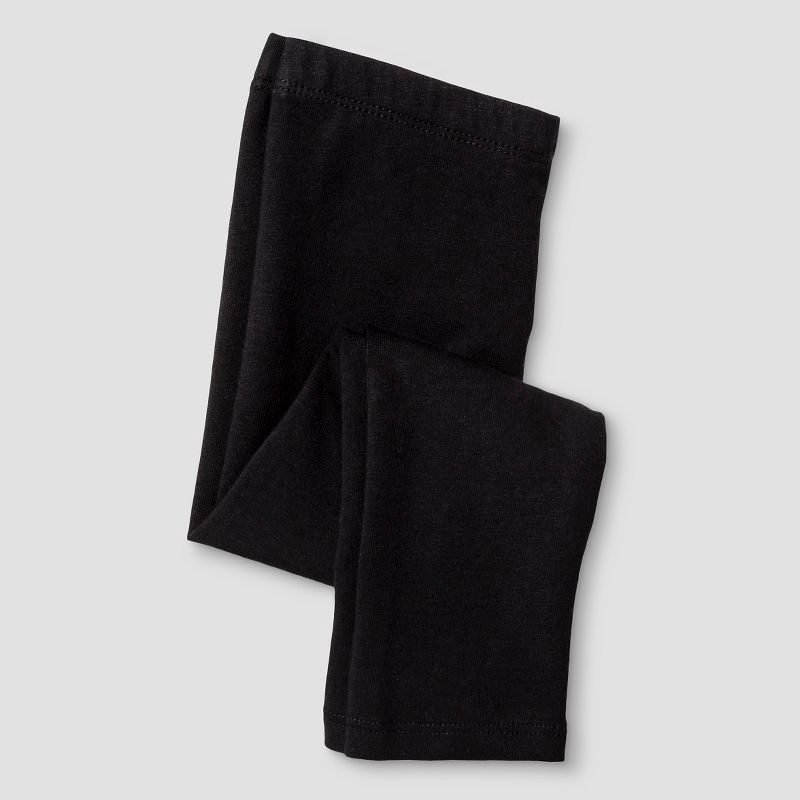 slide 1 of 3, Toddler Girls' Solid Leggings - Cat & Jack™ Black 4T: Mid Rise, Stretch, Shrink-Resistant Fabric, 1 ct