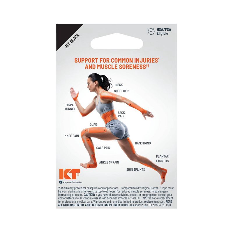 slide 2 of 7, KT Tape Pro Black 20 Pre cut Strips - Black: Arthritis, Muscle & Joint Support, 1 ct