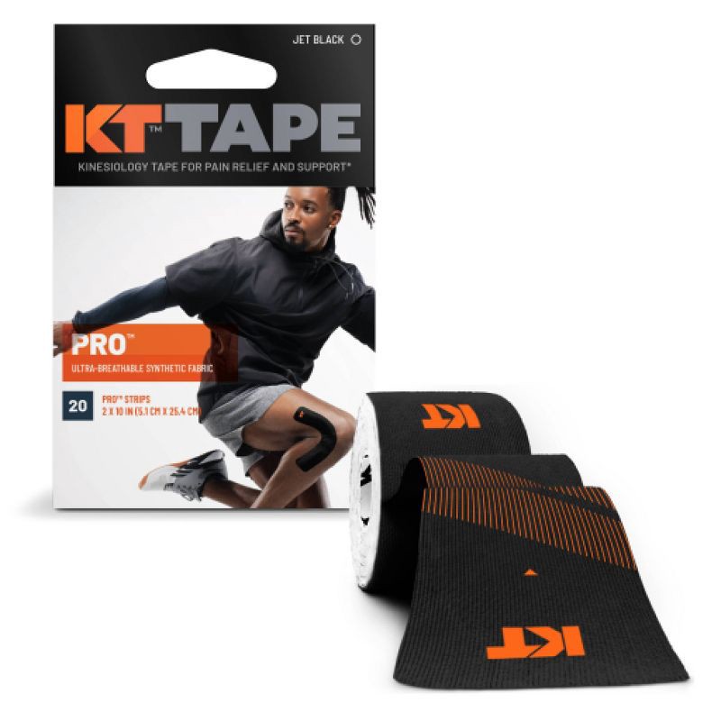 slide 1 of 2, KT Tape Pro Black 20 Pre cut Strips - Black, 5.56 yard