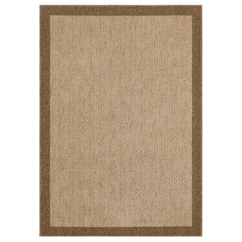 slide 1 of 9, 2'6"x3'10" Washable Madison Border Accent Rug Tan - Threshold™: Indoor Tufted Medium Pile Rectangle Carpet, 1 ct