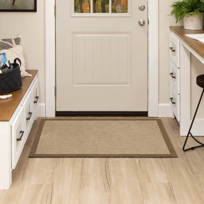 slide 8 of 9, 2'6"x3'10" Washable Madison Border Accent Rug Tan - Threshold™: Indoor Tufted Medium Pile Rectangle Carpet, 1 ct