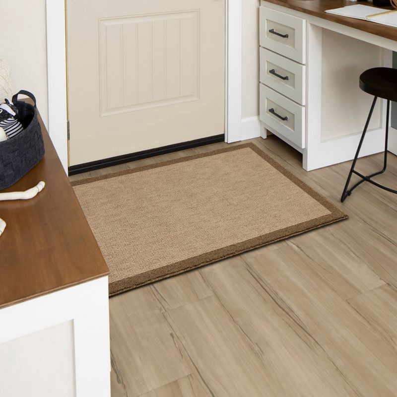 slide 9 of 9, 2'6"x3'10" Washable Madison Border Accent Rug Tan - Threshold™: Indoor Tufted Medium Pile Rectangle Carpet, 1 ct