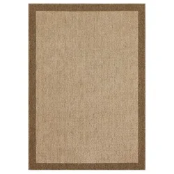 2'6"x3'10" Washable Madison Border Accent Rug Tan - Threshold™: Indoor Tufted Medium Pile Rectangle Carpet