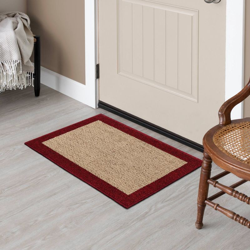 slide 4 of 5, 1'8"x2'6" Madison Border Washable Accent Rug Red - Threshold™, 1 ct