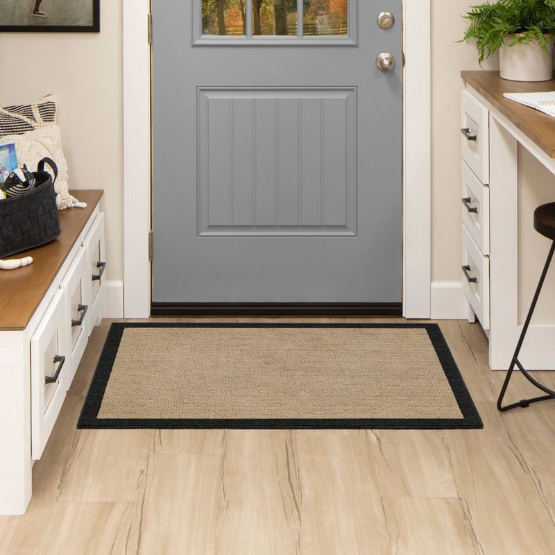 slide 8 of 9, 2'6"x3'10" Washable Madison Border Accent Rug Gray - Threshold™: Indoor Skid-Resistant Medium Pile Rug, 1 ct