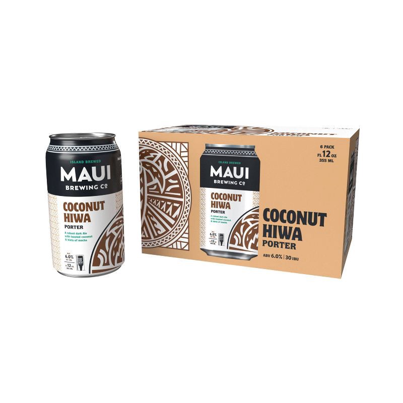 slide 1 of 6, Maui Brewing Co. Maui Coconut Hiwa Porter Beer - 6pk/12 fl oz Cans, 6 ct; 12 fl oz