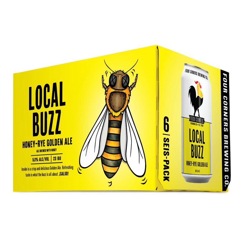 slide 5 of 7, Four Corners Brewing Co. Four Corners Local Buzz Honey-Rye Golden Ale Beer - 6pk/12 fl oz Cans, 6 ct; 12 fl oz