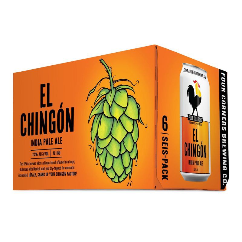 slide 3 of 7, Four Corners Brewing Co. Four Corners El Chingón IPA Beer - 6pk/12 fl oz Cans, 6 ct; 12 fl oz