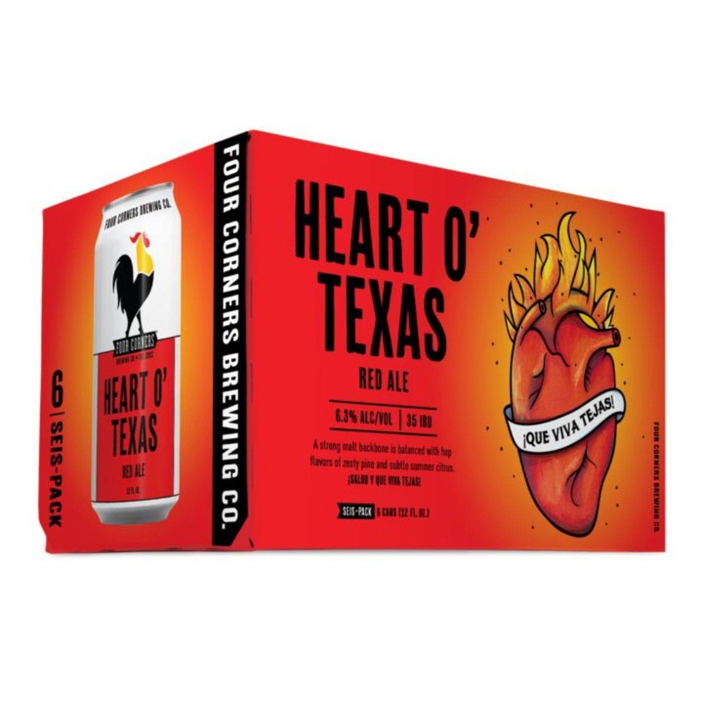 slide 3 of 6, Four Corners Brewing Co. Four Corners Heart O' Texas Red Ale Beer, 6 ct; 12 fl oz