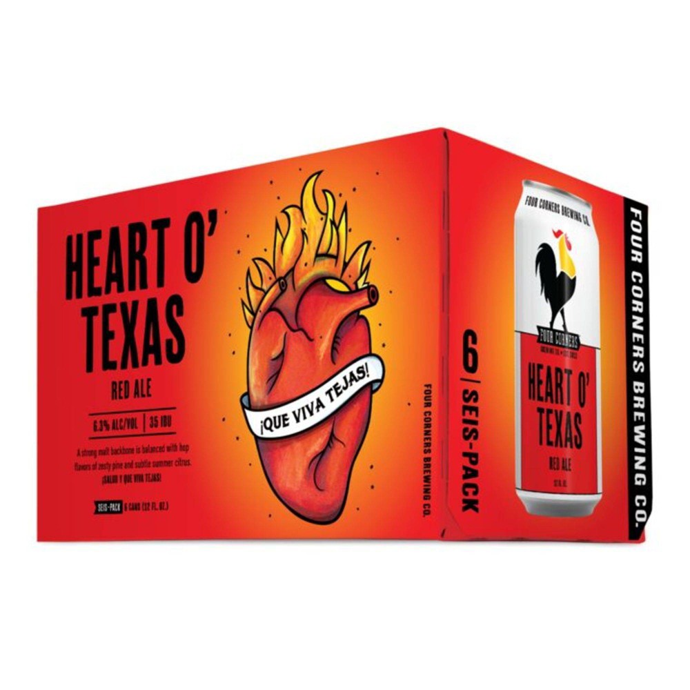 slide 4 of 6, Four Corners Brewing Co. Four Corners Heart O' Texas Red Ale Beer, 6 ct; 12 fl oz