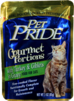 slide 1 of 1, Pet Pride Gourmet Portions Turkey & Giblets In Gravy Cat Food Pouch, 3 oz