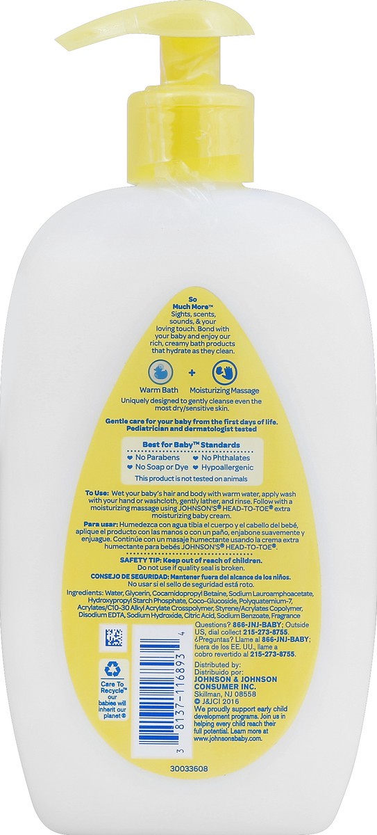 slide 5 of 6, Johnson's JOHNSON'S HEAD-TO-TOE Extra Moisturizing Baby Wash, 15 Fl. Oz, 15 fl oz