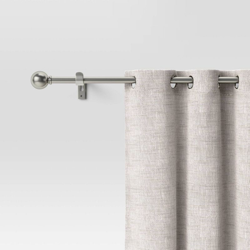 slide 4 of 4, 28"-48" Café Ball Curtain Rod Brushed Nickel - Room Essentials™: Adjustable Metal, Single Rod, Silver Finish, 1 ct