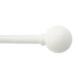 28"-48" Café Ball Curtain Rod White - Room Essentials™: Adjustable Metal Rod with Ball Finial, Single Rod