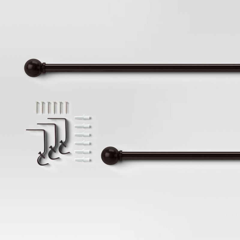 slide 3 of 4, 28"-48" Café Ball Curtain Rod Oil Rubbed Bronze - Room Essentials™: Adjustable Metal Rod, Single, Brown, 1 ct