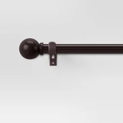 28"-48" Café Ball Curtain Rod Oil Rubbed Bronze - Room Essentials™: Adjustable Metal Rod, Single, Brown