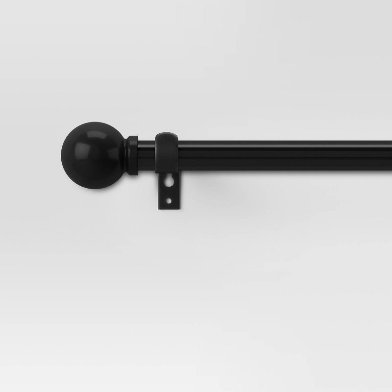 slide 1 of 4, 28"-48" Café Ball Curtain Rod Black - Room Essentials™: Adjustable Metal Rod with Ball Finial, Single Rod, 1 ct