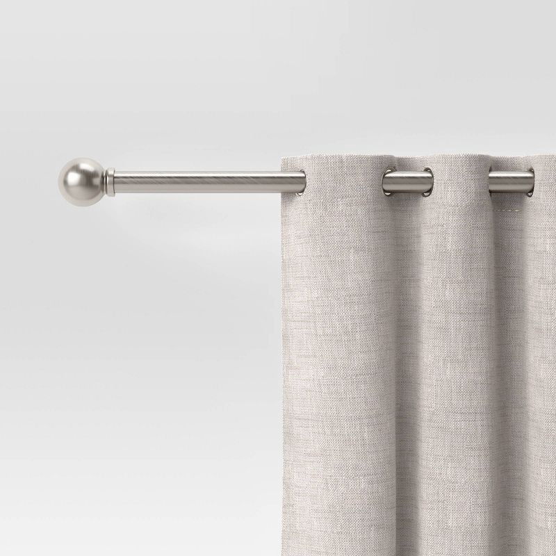 slide 4 of 4, 48"-84" Café Ball Curtain Rod Brushed Nickel - Room Essentials™: Adjustable Metal, Single Rod, Silver Finish, 1 ct