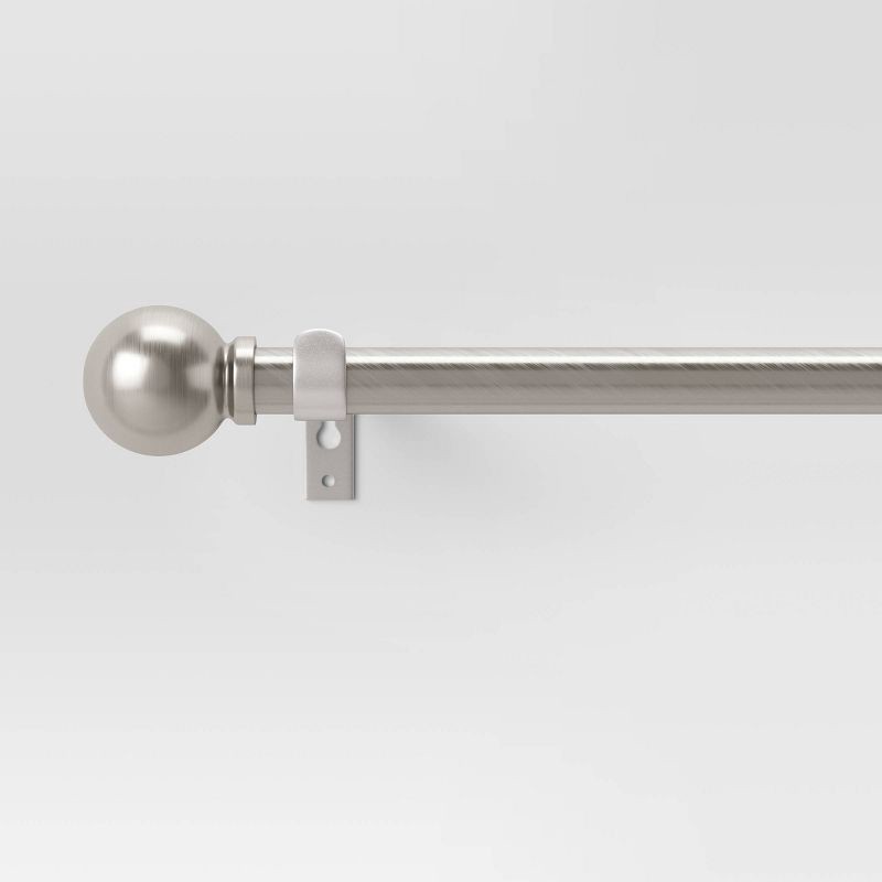 slide 1 of 4, 48"-84" Café Ball Curtain Rod Brushed Nickel - Room Essentials™: Adjustable Metal, Single Rod, Silver Finish, 1 ct