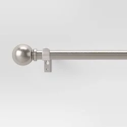 48"-84" Café Ball Curtain Rod Brushed Nickel - Room Essentials™: Adjustable Metal, Single Rod, Silver Finish