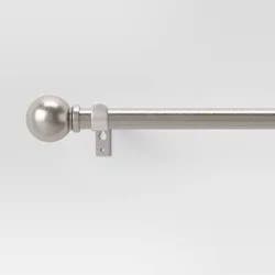 48"-84" Café Ball Curtain Rod Brushed Nickel - Room Essentials™: Adjustable Metal, Single Rod, Silver Finish