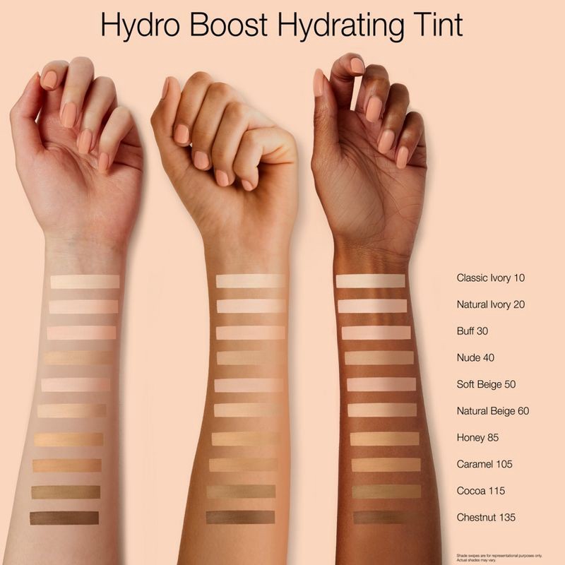 slide 6 of 8, Neutrogena Hydro Boost Hydrating Tint Liquid Foundation with Hyaluronic Acid, Moisturizing & Lightweight Water Gel Formula - 115 Cocoa, 1 ct