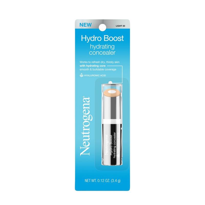 slide 1 of 6, Neutrogena Hydro Boost Hydrating Concealer Stick with Hyaluronic Acid for Dry Skin - 20 Light - 0.12oz, 0.12 oz