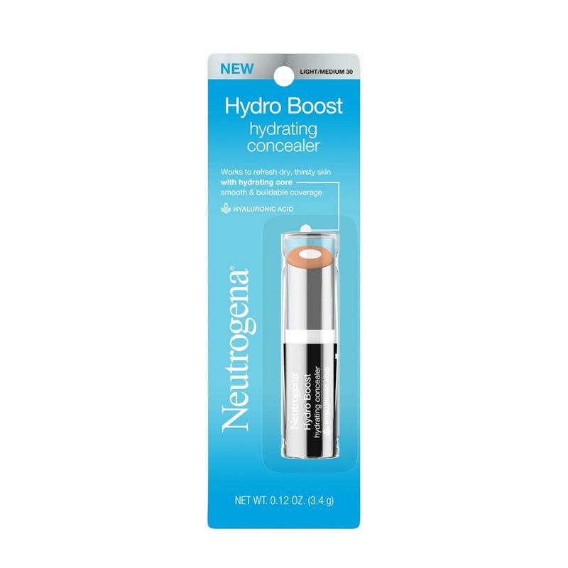 slide 1 of 6, Neutrogena Hydro Boost Hydrating Concealer Stick with Hyaluronic Acid for Dry Skin - 30 Light/Medium - 0.12oz, 0.12 oz