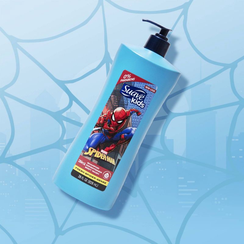 slide 5 of 5, Suave Kids' Spider-Man 3-in-1 Pump Shampoo + Conditioner + Body Wash - Fresh Spider-Sense - 28 fl oz, 28 fl oz